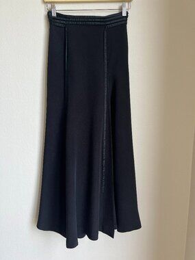 Vintage Escada Couture Stunning Vintage Black Silk Long Maxi Skirt (XS)
